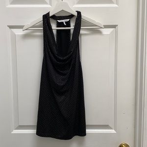 Black sleeveless with tiny textured gold dots